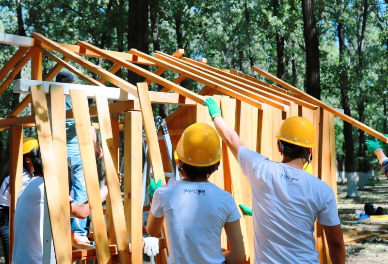 木屋建造 现场实拍图