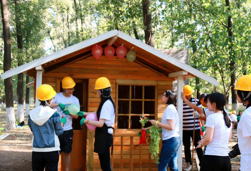 木屋建造 现场实拍图
